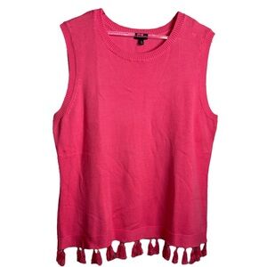 Talbots Vibrant Pink Tassel Hem Tank Top